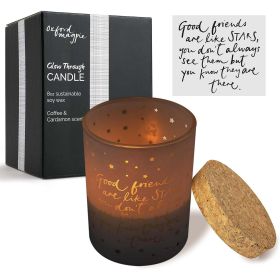 Good Friends are Like Stars Gift Candle Moving Away Thinking of You. Inspiring Message Glows Through Jar. Lights Friendship Message Quote from Inside