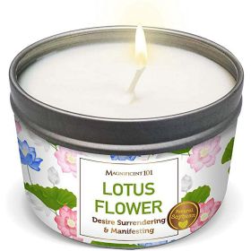 Magnificent 101 Long Lasting Lotus Flower Aromatherapy Candle | 6 Oz - 35 Hour Burn Time Paraffin Free