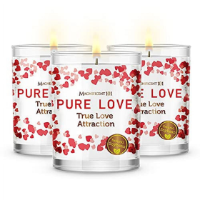 Magnificent 101 Long Lasting Set of 3 Pure Love Smudge Candles | 3.5 Oz Each - 42 Hour Burn | All Natural Soy Wax Candle with Florals & Essential Oils