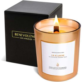 Benevolence LA Rose Gold Glass Scented Candles - Lilac & Rose (6 oz)