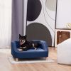 Bennett Linen Sofa Dog Bed with Removable Cushion for Pets Up to 66 lbs, Navy