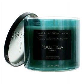 Nautica cnca145 14.5 oz Nautica Soy Wax Blend 3 Wick Candle - Costal Breeze Coconut & Aqua