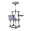 Multi-Level Cat Condo with pentagonal cat litter for Kittens Tall Cat Climbing Stand with Plush Toys - light gray XH