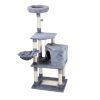 Multi-Level Cat Condo with pentagonal cat litter for Kittens Tall Cat Climbing Stand with Plush Toys - light gray XH