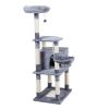 Multi-Level Cat Condo with pentagonal cat litter for Kittens Tall Cat Climbing Stand with Plush Toys - light gray XH