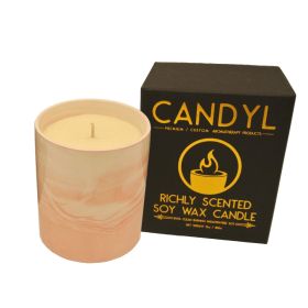 100% Soy Wax Candle in Pink Marble Ceramic Jar 15oz 60+ Hour