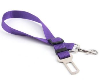 Retractable Dog Safety Belt Car Safety Belt For Pet Dog Supplies Car Safety Buckle (Color: Purple)