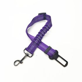 Pet Car Reflective Elastic Seat Belt Dog Car Buffer Dog Leash (Option: Purple-74cm)