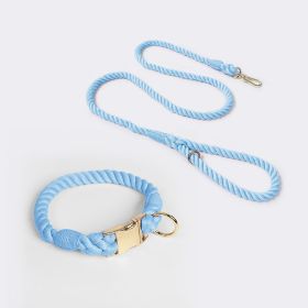 Weaving Gradient Colored Cotton Rope Pet Collar (Option: Sky Blue-XL)