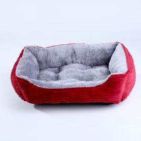 Four Seasons Universal Pet Bed Candy Color Square Kennel Teddy Pomeranian Mat Cat Nest Pet Bed (Option: Wine Red-S)