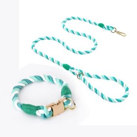 Weaving Gradient Colored Cotton Rope Pet Collar (Option: Green White-M)