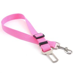 Retractable Dog Safety Belt Car Safety Belt For Pet Dog Supplies Car Safety Buckle (Color: Pink)