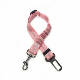 Pet Car Reflective Elastic Seat Belt Dog Car Buffer Dog Leash (Option: Light Pink-74cm)