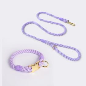 Weaving Gradient Colored Cotton Rope Pet Collar (Option: Purple-L)