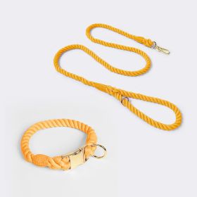 Weaving Gradient Colored Cotton Rope Pet Collar (Option: Honey Orange-L)