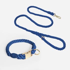 Weaving Gradient Colored Cotton Rope Pet Collar (Option: Navy Blue-L)