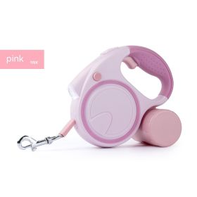 New Pet Flashlight Automatic Retractable Leash (Option: Pink-155140MM 5 M Long A1)