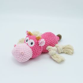 Cow Cloth Velvet Dog Toy Creaking Sound Pet Products (Option: Pink Cow-24x20cm)