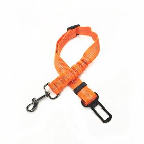 Pet Car Reflective Elastic Seat Belt Dog Car Buffer Dog Leash (Option: Orange-74cm)