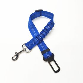 Pet Car Reflective Elastic Seat Belt Dog Car Buffer Dog Leash (Option: Blue-74cm)
