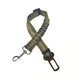 Pet Car Reflective Elastic Seat Belt Dog Car Buffer Dog Leash (Option: Army Green-74cm)
