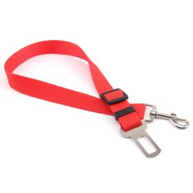 Retractable Dog Safety Belt Car Safety Belt For Pet Dog Supplies Car Safety Buckle (Color: Red)