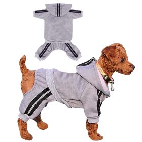 Casual Pet Dog Striped Hoodie Sweatpants Suits (Type: GrayXS)