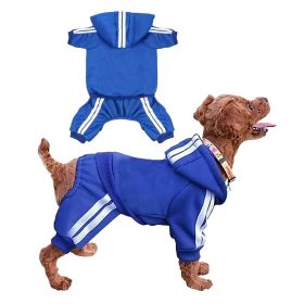 Casual Pet Dog Striped Hoodie Sweatpants Suits (Type: Dark BlueXL)