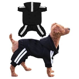 Casual Pet Dog Striped Hoodie Sweatpants Suits (Type: BlackXXL)