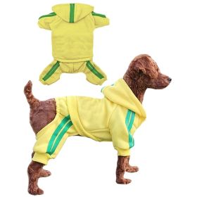 Casual Pet Dog Striped Hoodie Sweatpants Suits (Type: YellowL)