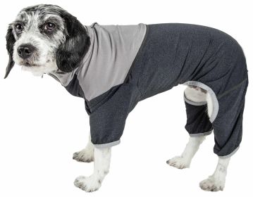 Pet Life Active 'Embarker' Heathered Performance 4-Way Stretch Two-Toned Full Body Warm Up (Color: black)