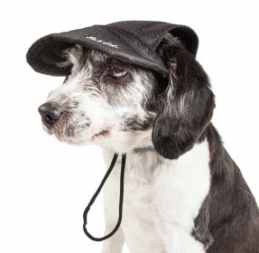 Pet Life 'Cap-Tivating' Uv Protectant Adjustable Fashion Dog Hat Cap (Color: black)