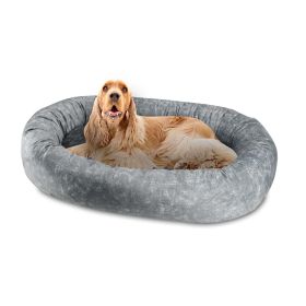Arlee Orbit Oval Round Pet Dog Bed - Memory Foam - Chew Resistant - Large & Extra Large (choose your color) (Color: darkgray)