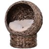 Simple Yet Practical Natural Braided Banana Leaf Elevated Cat Bed Basket With Cushion