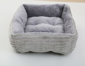 Four Seasons Universal Pet Bed Candy Color Square Kennel Teddy Pomeranian Mat Cat Nest Pet Bed (Option: Light Gray-S)