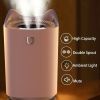 Air Humidifier Essential Oil Aroma Diffuser Humidifiers Double NozzleCool Mist Humidifiers; Lasts Up To 48H Air Vaporizer; Night Light Function