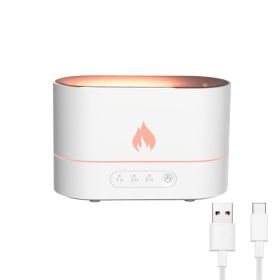 USB Simulation Flame Night Light with 250ML Water Tank Humidifier Aroma Diffuser Home Office Bedroom Car Atmosphere Desk Lamp (Ships From: China, Color: White)