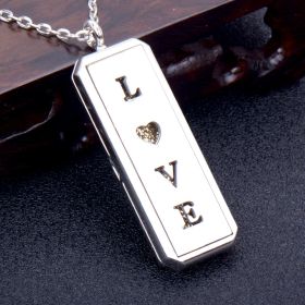 Square Essential Oil Necklace Openable Silver Pendant Perfume Accessories (Style: K)