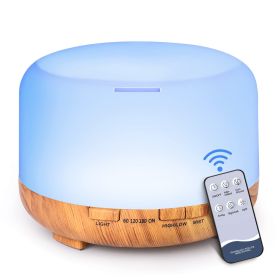 500ml Aromatherapy Oil Diffuser, 5V 2A USB Powered Wood Grain Color Essential Oil Aroma Diffuser (Color: Yellow wood grain)