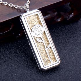 Square Essential Oil Necklace Openable Silver Pendant Perfume Accessories (Style: A)