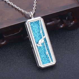 Square Essential Oil Necklace Openable Silver Pendant Perfume Accessories (Style: L)