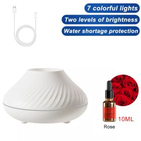 Air Humidifier Diffusers Essential Oil Diffuser USB Portable Humidifier Volcanic Flame Aroma Diffuser Essential Oil Lamp Bedroom (Ships From: China, Color: white - rose)