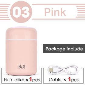 Scent Diffuser; Portable Small Cool Mist Humidifiers 300ML - USB Desktop Humidifier For Plants; Office; Car; Baby Room With Auto Shut Off & Night Ligh (Color: Pink [built-in Standard Cotton Swab])