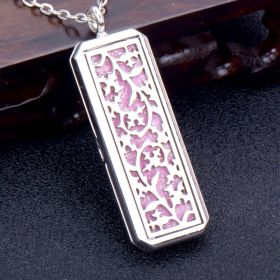 Square Essential Oil Necklace Openable Silver Pendant Perfume Accessories (Style: B)