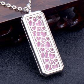 Square Essential Oil Necklace Openable Silver Pendant Perfume Accessories (Style: T)