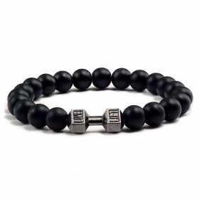 Natural Volcanic Stone Beads Bracelets Black Lava Men Women Bracelet Aromatherapy Essential Oil Diffuser Bangle (Purity: 21cm, Color: Black Matte Gun Black)