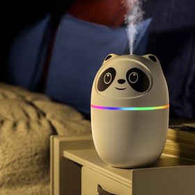 220ML USB Panda Mini Humidifier; 7 Colors LED Aromatherapy Essential Oil Diffuser Spray (Color: Green)