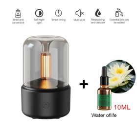 120ML Candlelight Aroma Diffuser Air Humidifier Romantic Light Portable Essential Oils Diffuser Mist Maker Fogger Purifier Home (Ships From: China, Color: black - fragrant)