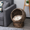 Simple Yet Practical Natural Braided Banana Leaf Elevated Cat Bed Basket With Cushion