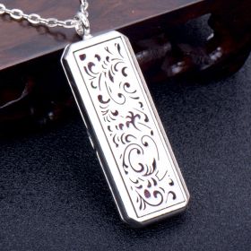 Square Essential Oil Necklace Openable Silver Pendant Perfume Accessories (Style: D)